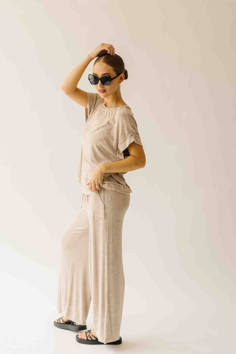 The Kindlon Ribbed Top + Pant Set in Taupe