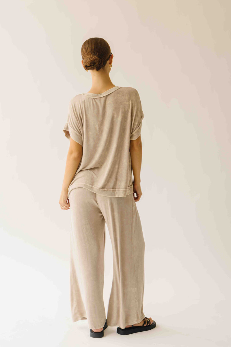 The Kindlon Ribbed Top + Pant Set in Taupe