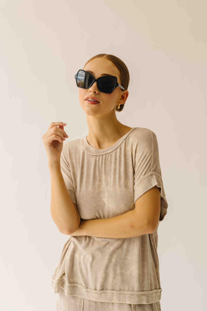 The Kindlon Ribbed Top + Pant Set in Taupe