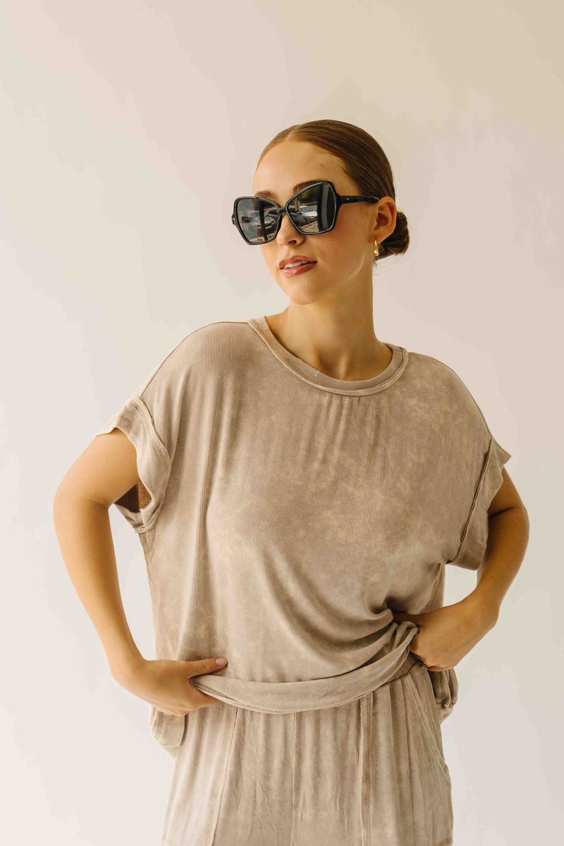 The Kindlon Ribbed Top + Pant Set in Taupe