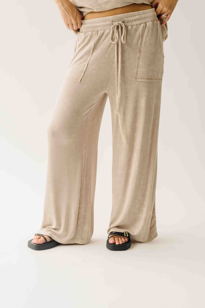 The Kindlon Ribbed Top + Pant Set in Taupe