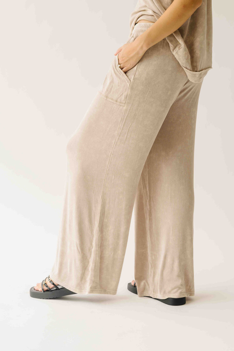 The Kindlon Ribbed Top + Pant Set in Taupe