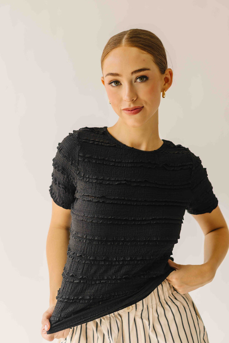 The Jazzy Ruffle Textured Blouse in Black