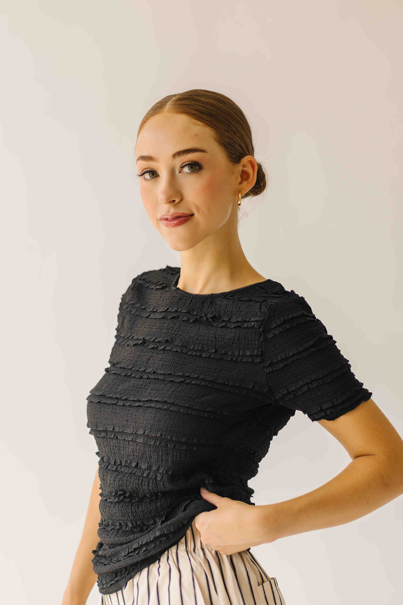 The Jazzy Ruffle Textured Blouse in Black