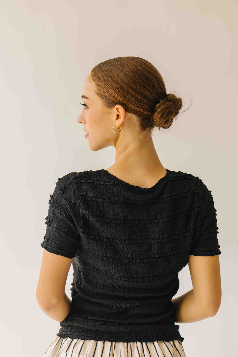 The Jazzy Ruffle Textured Blouse in Black