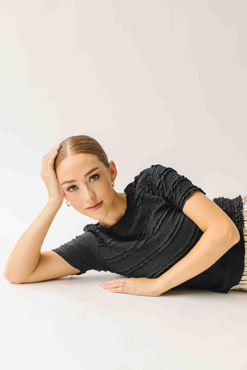 The Jazzy Ruffle Textured Blouse in Black