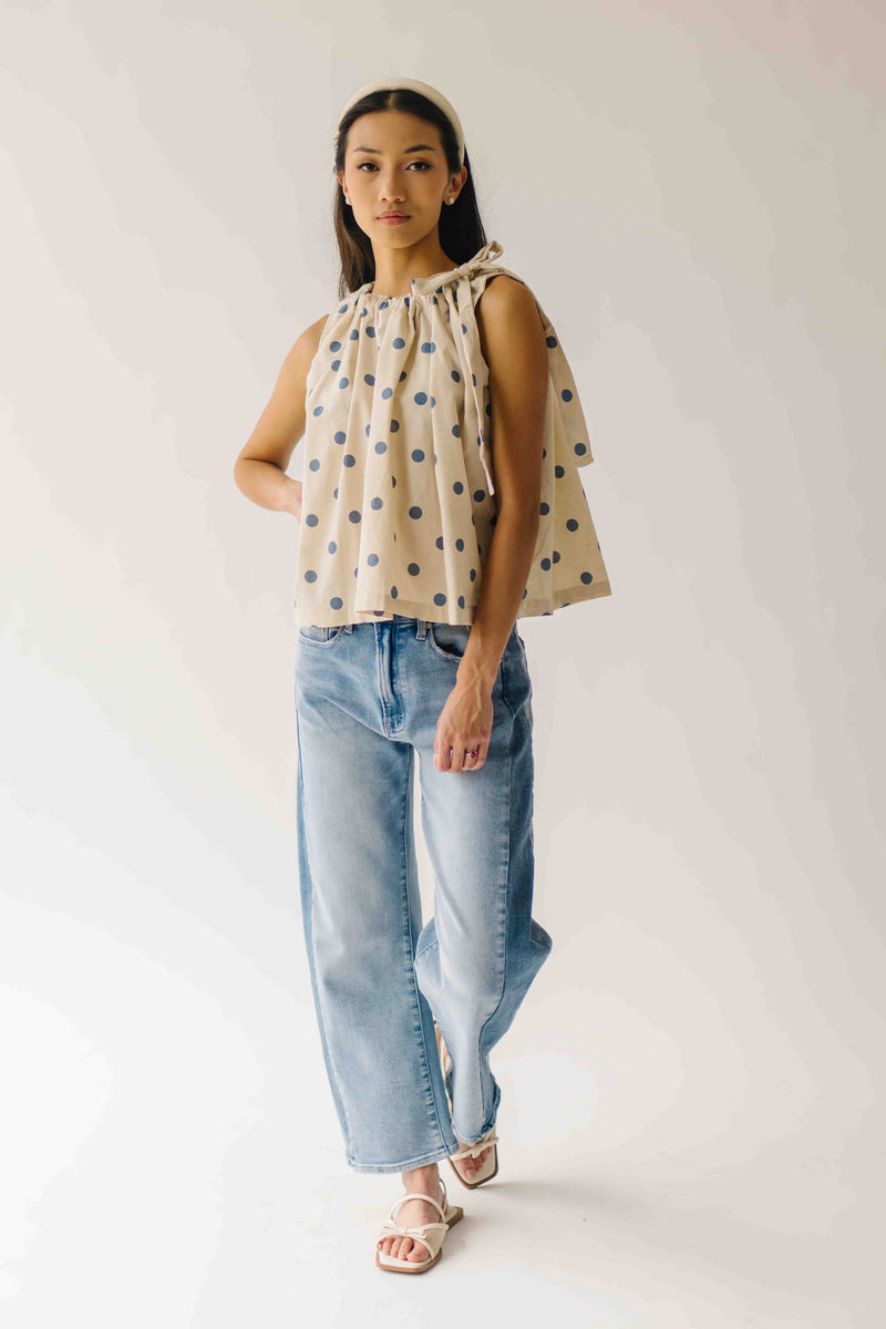 The Bartley Polka Dot Tank in Blue + Cream