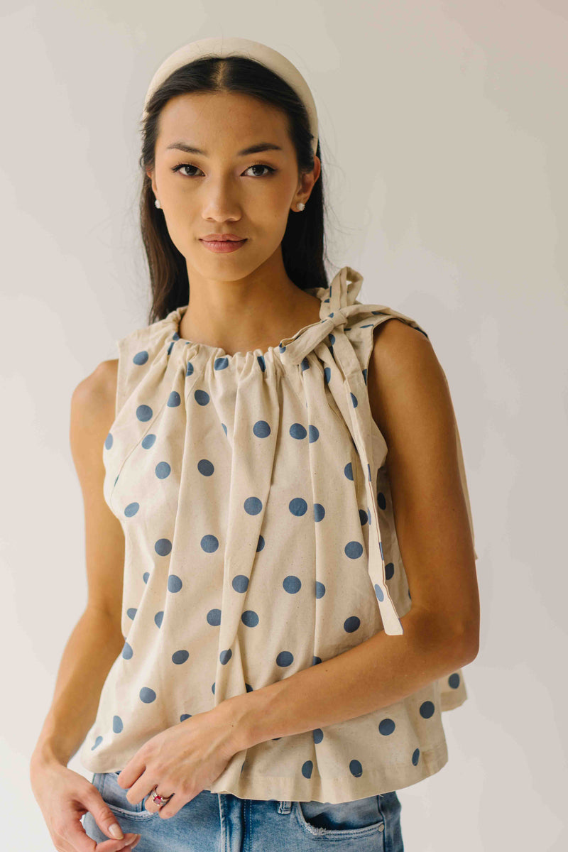 The Bartley Polka Dot Tank in Blue + Cream