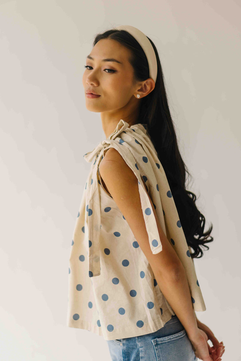 The Bartley Polka Dot Tank in Blue + Cream