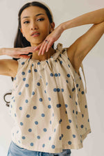The Bartley Polka Dot Tank in Blue + Cream