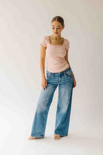 The Natasha Ribbed Tee in Blush