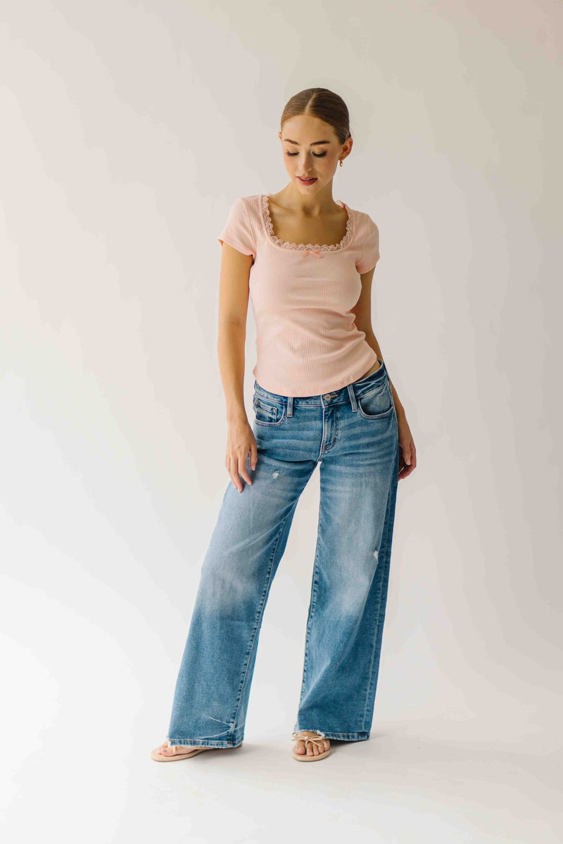 The Natasha Ribbed Tee in Blush
