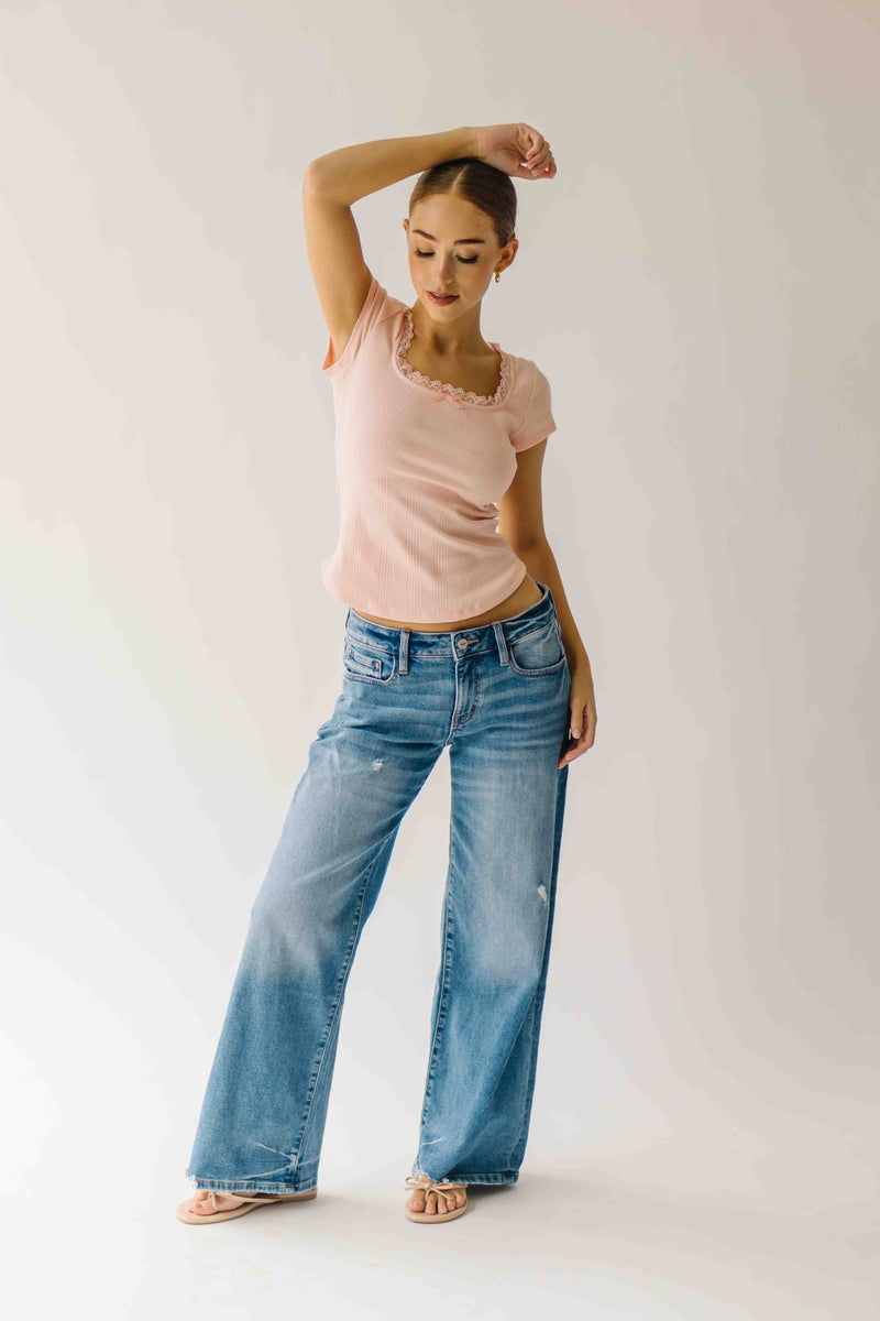 The Natasha Ribbed Tee in Blush