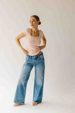 The Natasha Ribbed Tee in Blush
