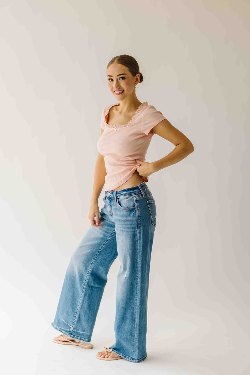 The Natasha Ribbed Tee in Blush