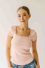 The Natasha Ribbed Tee in Blush