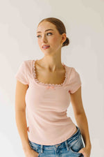 The Natasha Ribbed Tee in Blush