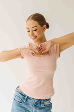 The Natasha Ribbed Tee in Blush