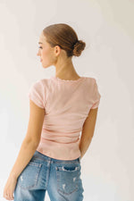 The Natasha Ribbed Tee in Blush