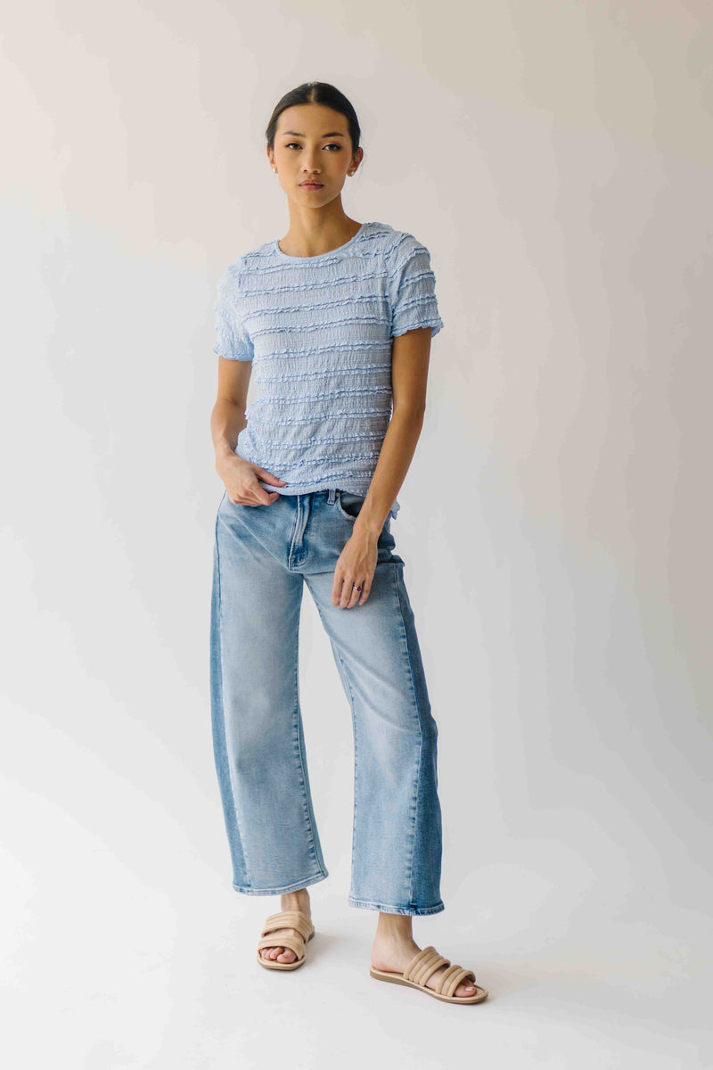 The Jazzy Ruffle Textured Blouse in Sky