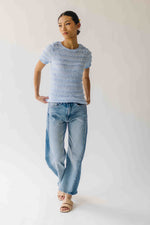 The Jazzy Ruffle Textured Blouse in Sky