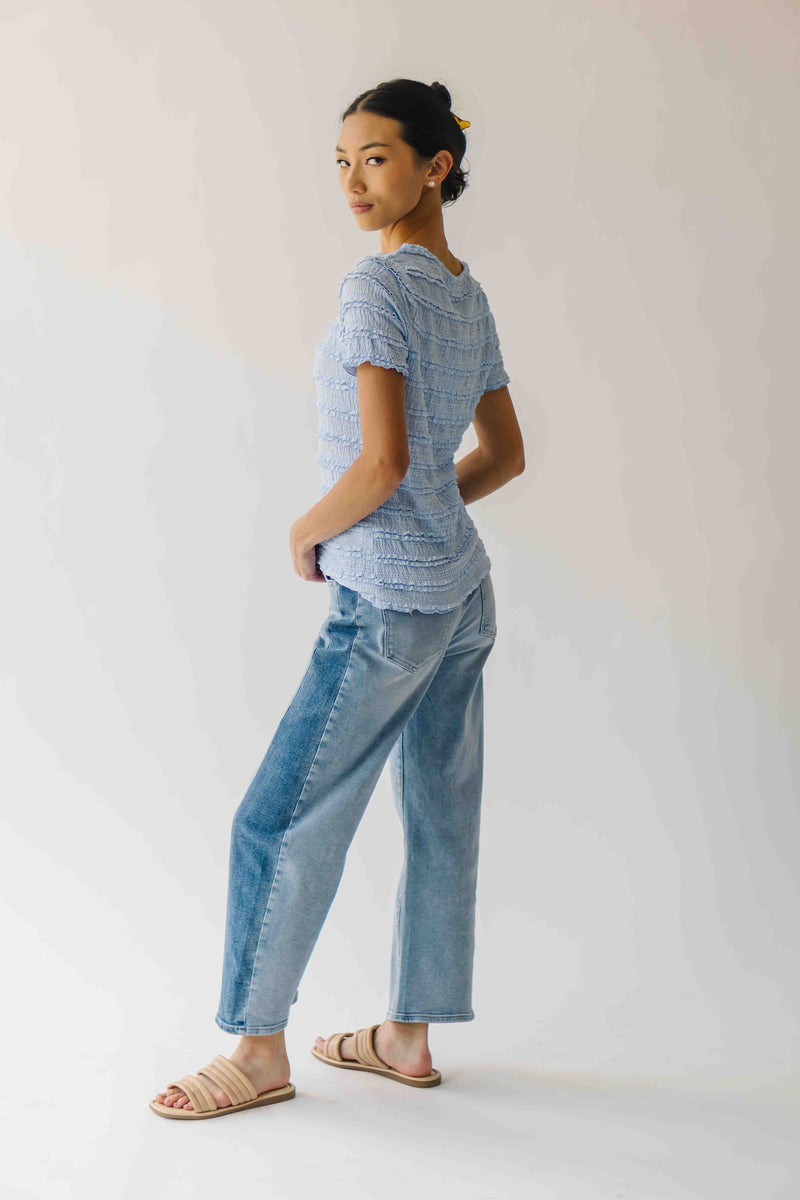 The Jazzy Ruffle Textured Blouse in Sky