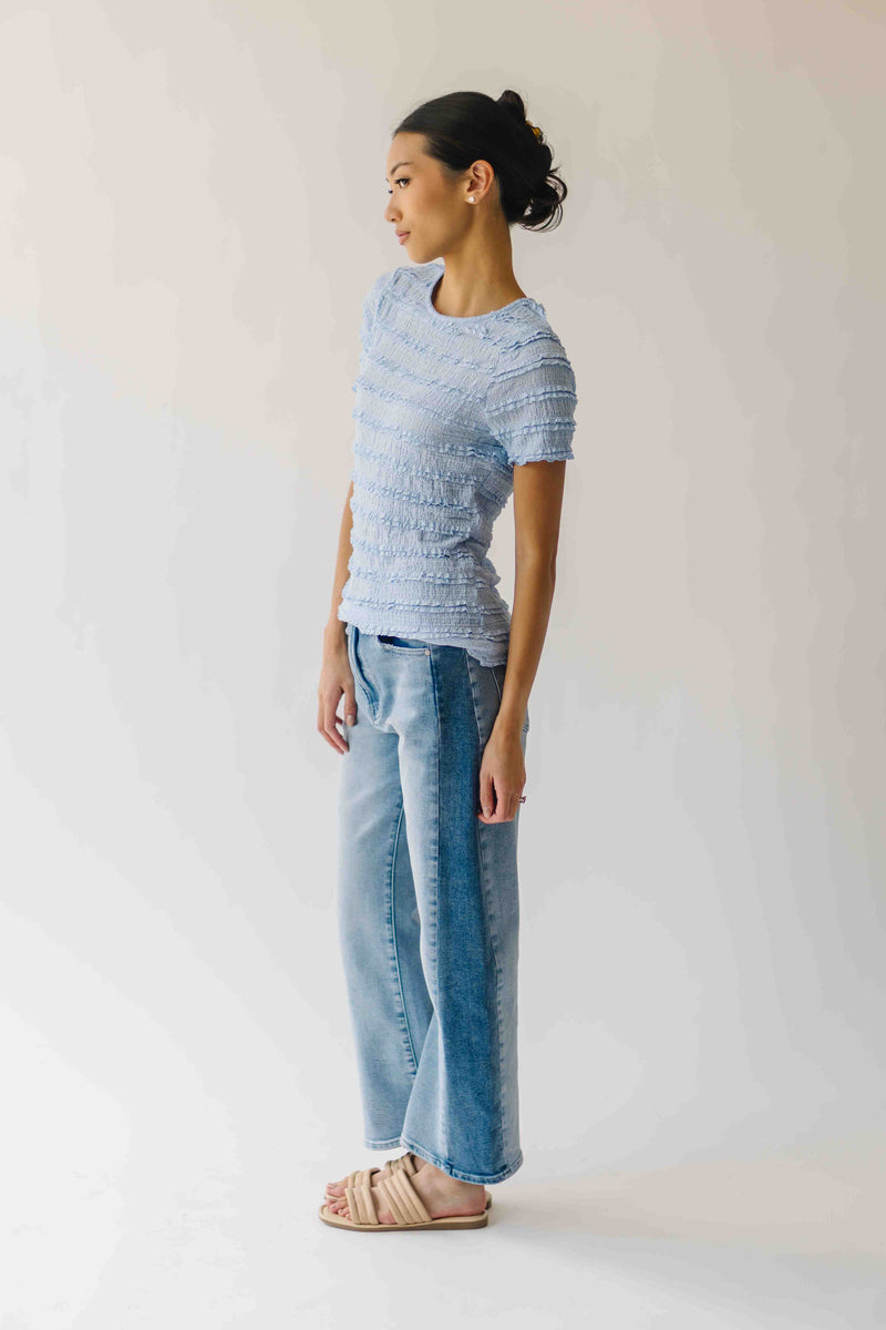 The Jazzy Ruffle Textured Blouse in Sky