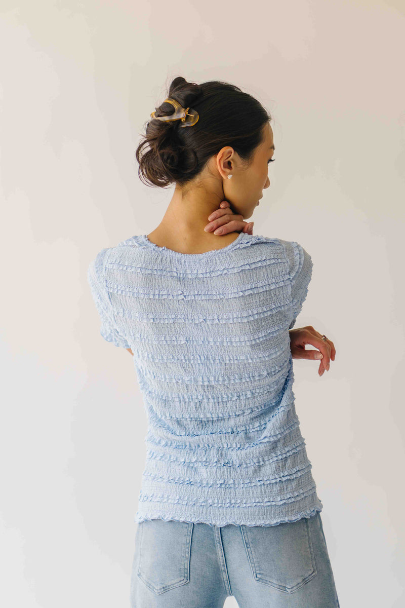 The Jazzy Ruffle Textured Blouse in Sky