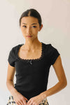 The Natasha Ribbed Tee in Black