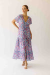 The Morrison Floral Midi Dress in Light Blue + Plum