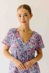 The Morrison Floral Midi Dress in Light Blue + Plum