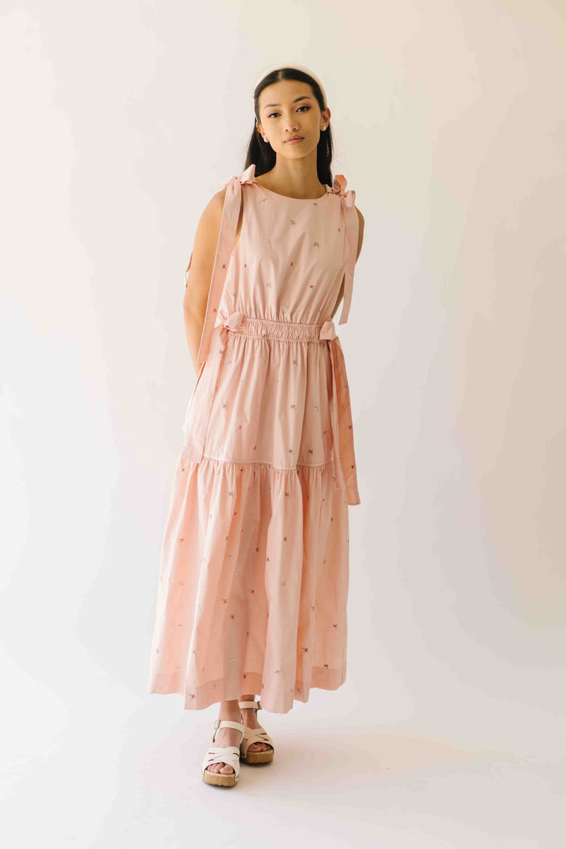 The Mozak Embroidered Maxi Dress in Blush Pink