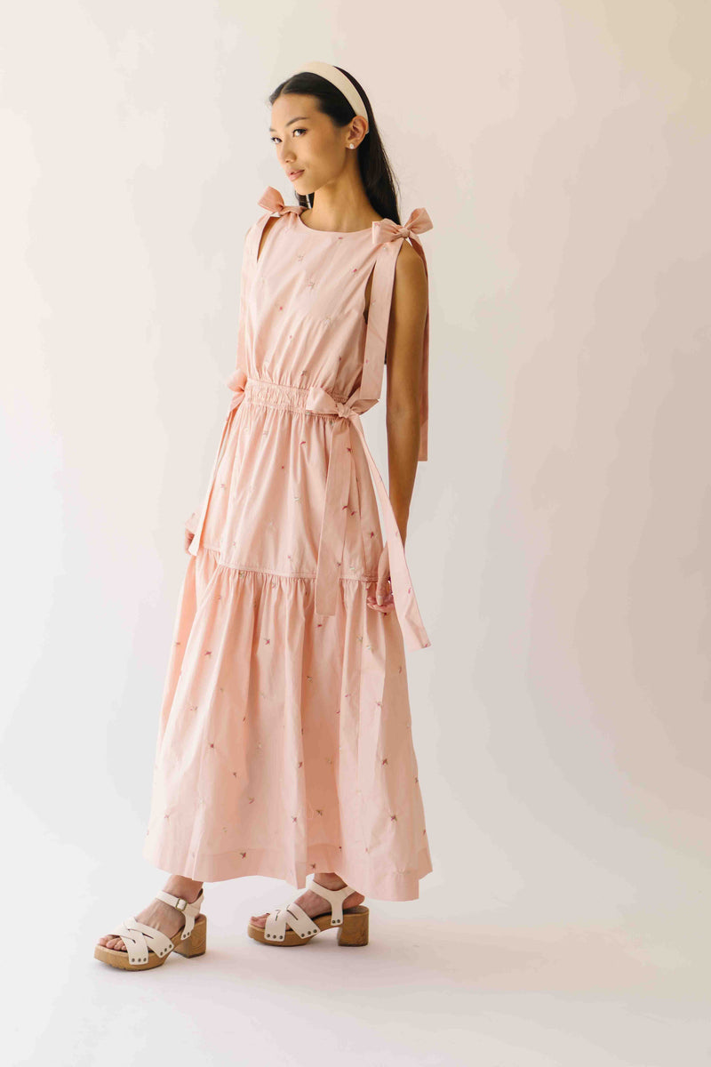 The Mozak Embroidered Maxi Dress in Blush Pink
