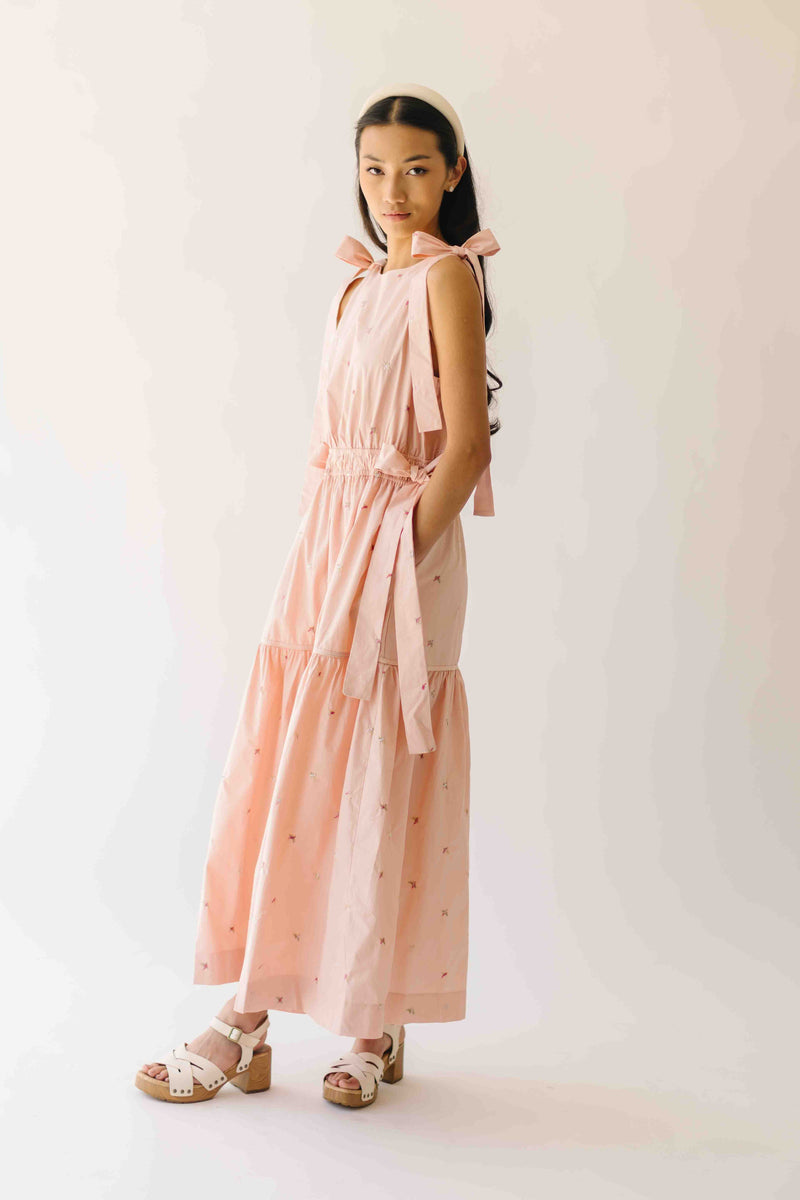 The Mozak Embroidered Maxi Dress in Blush Pink
