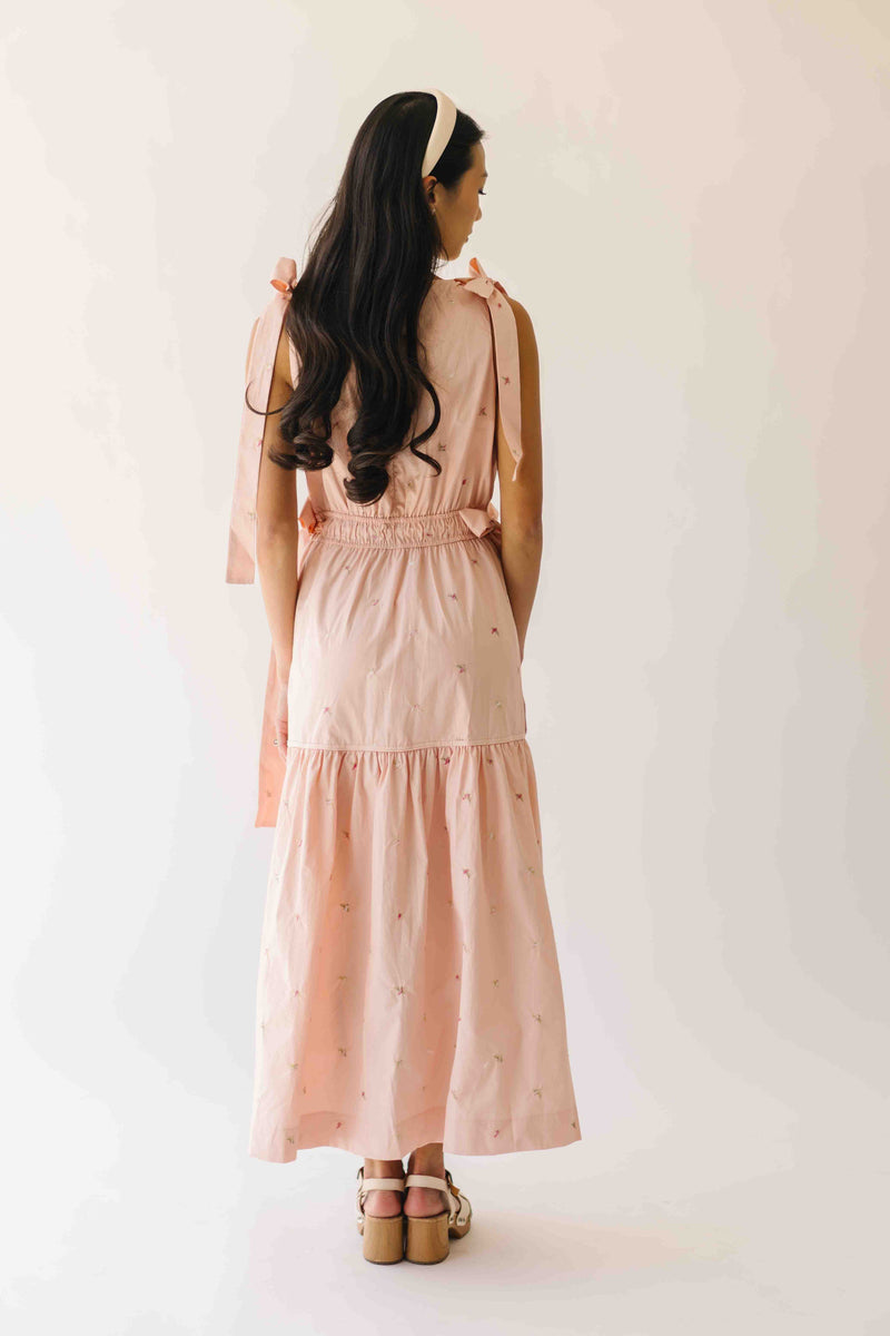 The Mozak Embroidered Maxi Dress in Blush Pink