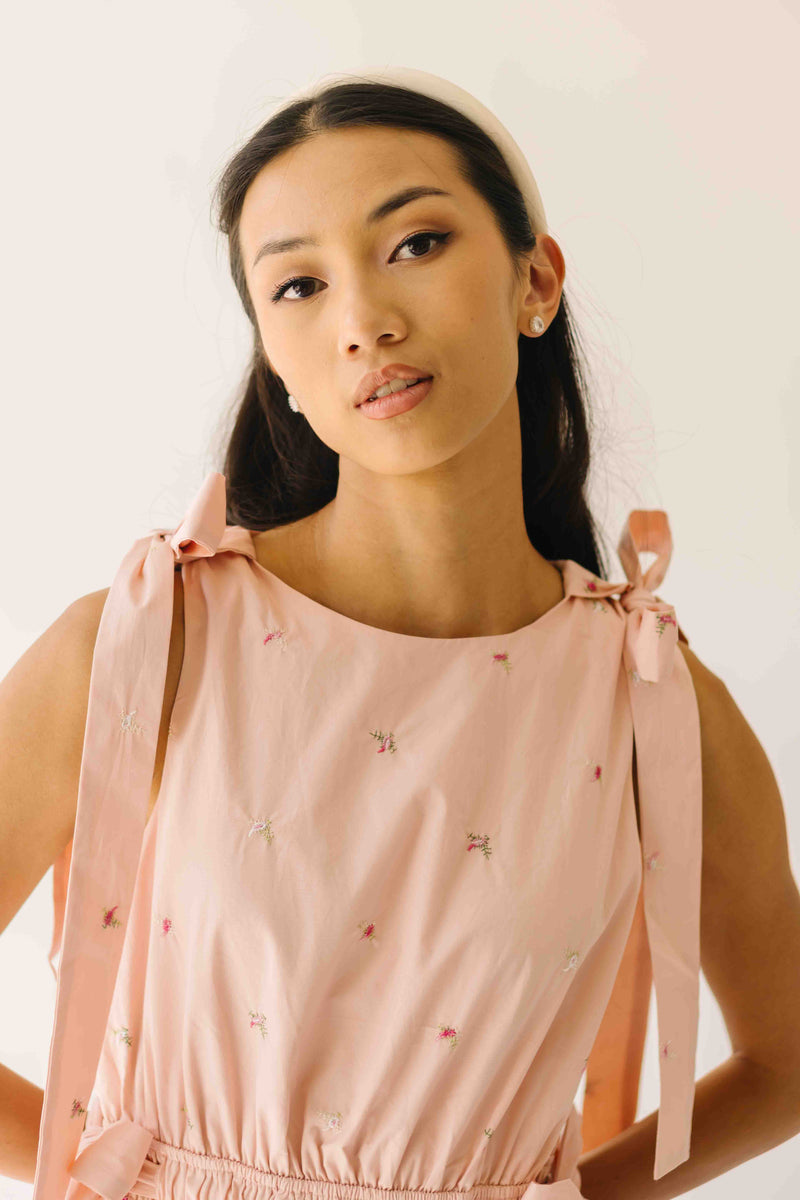 The Mozak Embroidered Maxi Dress in Blush Pink