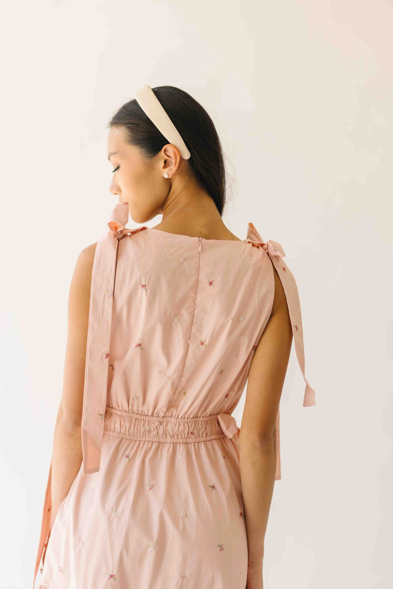 The Mozak Embroidered Maxi Dress in Blush Pink