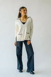 The Dollen Contrast Stitched Sweater in Ivory + Black