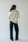 The Dollen Contrast Stitched Sweater in Ivory + Black