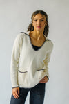 The Dollen Contrast Stitched Sweater in Ivory + Black