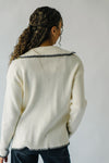 The Dollen Contrast Stitched Sweater in Ivory + Black