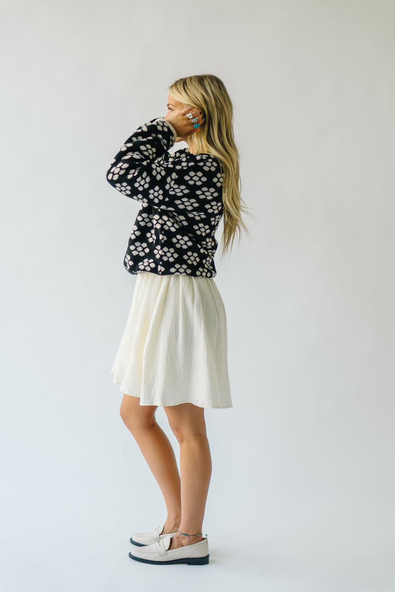 The Destry Floral Patterned Sweater in Black + Oatmeal