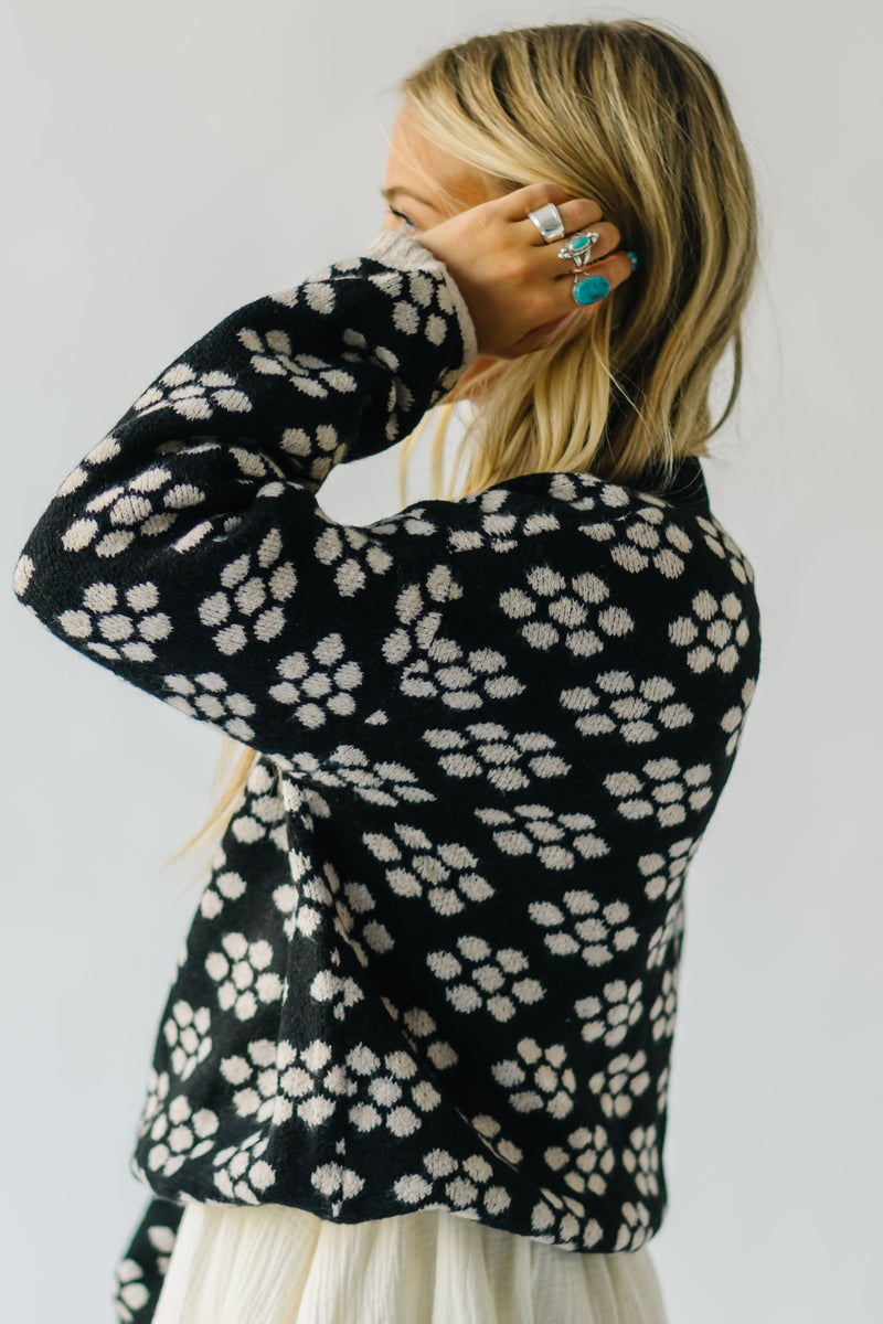 The Destry Floral Patterned Sweater in Black + Oatmeal