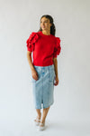 The Serrano Ruffle Detail Sweater in Red