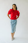 The Serrano Ruffle Detail Sweater in Red