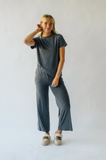 The Gladden Asymmetrical Hem Tee in Charcoal