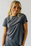 The Gladden Asymmetrical Hem Tee in Charcoal