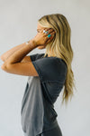 The Gladden Asymmetrical Hem Tee in Charcoal