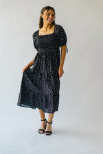 The Winnick Dot Detail Midi Dress in Black