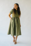 The Fanelli Knit Bodice Midi Dress in Olive